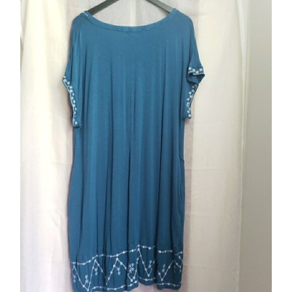 Lane Bryant Blue White Embroidery Stretchy Soft Dress Pockets Women's Size 14/16 - Picture 4 of 10